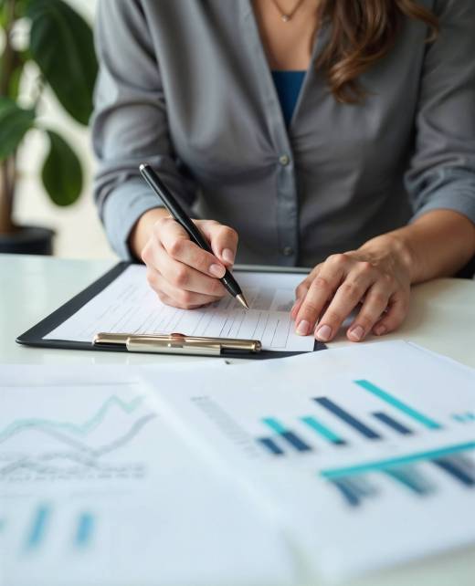 businesswoman-reviewing-financial-reports